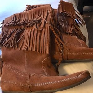 Worn once basically new fringe moccasins
